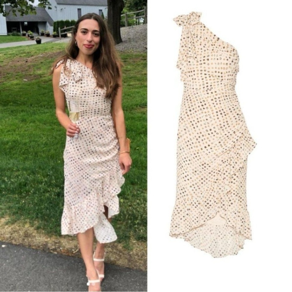 Ulla Johnson Imogen One Shoulder Silk Midi Dress in Safari